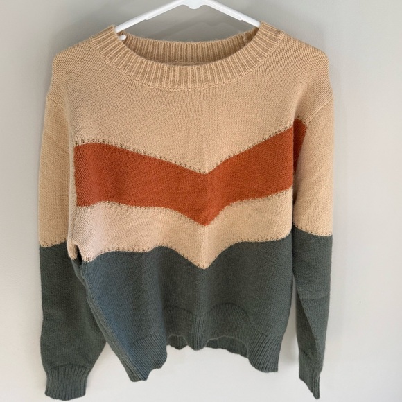 Baltic Born Rowen Color Block Sweater - Natural/Green/Rust - Size Small - NWT - Picture 4 of 12